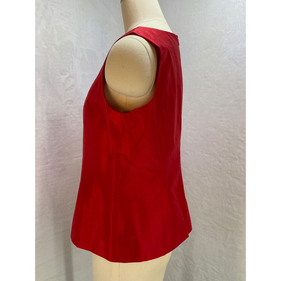 MXI Womens Red Sleeveless Silk Top Blouse Elegant Party Cocktail Career‎ - Picture 3 of 8